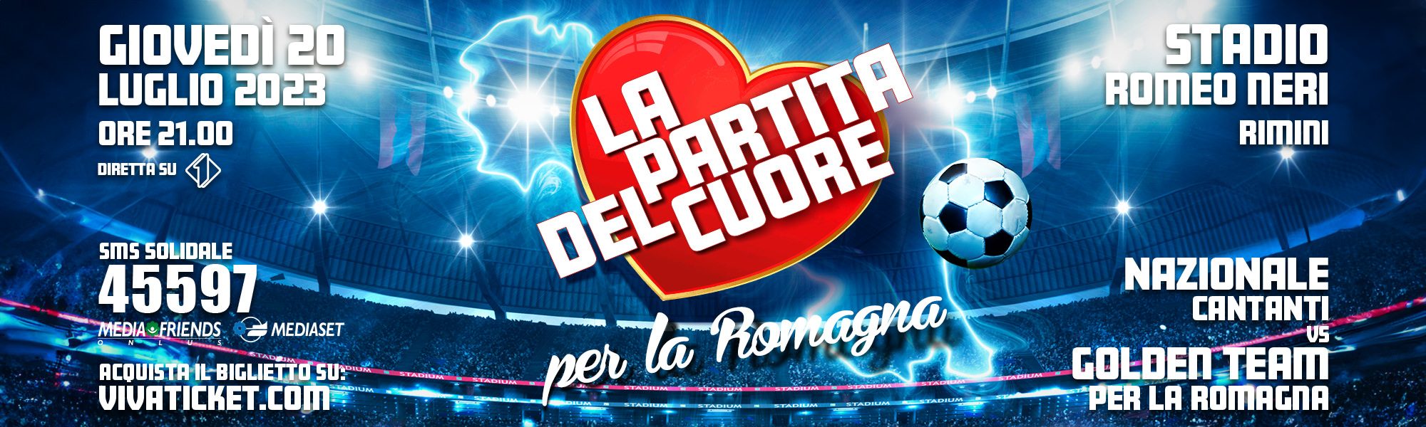 la partita del cuore per la romagna; 20 luglio 2023